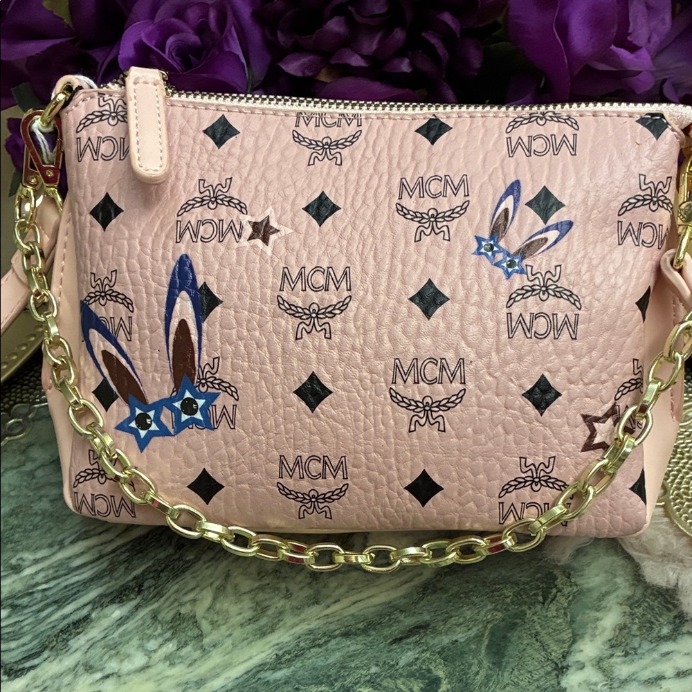 Pink Crossbody Bag with Gold Chain
